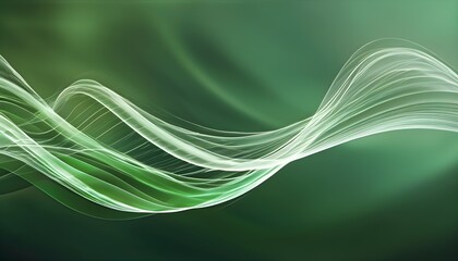 Wall Mural - Dynamic Abstract Green Wave Patterns in Motion