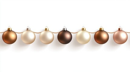 Garland of Christmas tree balls on a white background. banner.