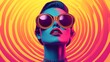 © Badass Prodigy - A vibrant portrait of a woman in stylish sunglasses against a colorful, swirling background.