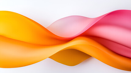 Wall Mural - abstract waves of vibrant orange and pink colors flow gracefully across a white surface, creating a 
