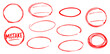 © Md Abidur Rahman - red circles and ovals set reflecting highlight, mistake, exam, note, journalism, teacher, student, performance. doodle red oval set. vector eps circles