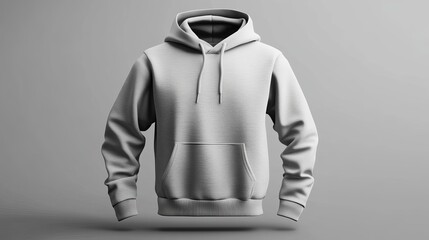 Wall Mural - Light grey hoodie mockup 3D rendering A realistic template for displaying hoodie designs perfect for branding or advertising