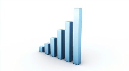 3D render of a simple bar graph going up, isolated on a white background