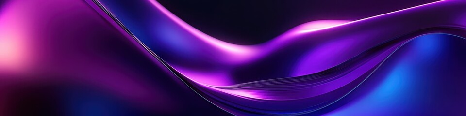 Vibrant glowing purple and blue waves, abstract neon light trails, dynamic flowing energy, smooth curving lines, luminous electric colors, dark background, futuristic aesthetic, digital art, motion bl