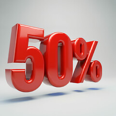 3d rendering of a red percent sign on white background