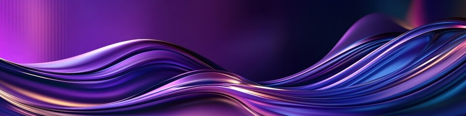 Vibrant glowing purple and blue waves, abstract neon light trails, dynamic flowing energy, smooth curving lines, luminous electric colors, dark background, futuristic aesthetic, digital art, motion bl