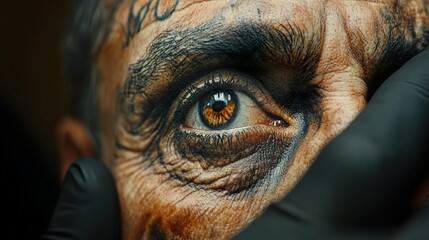 Wall Mural - Close-Up Portrait of a Tattooed Eye