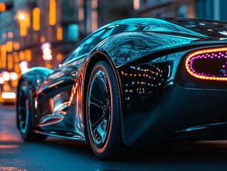 Wall Mural - Futuristic Luxury: Sleek Supercar in Neon City