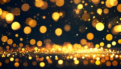 Sticker - Dreamy abstract holiday scene with shimmering golden bokeh circles