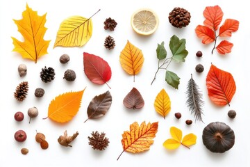 seamless, autumn leaves isolated on white, autumn and fall graphics elements