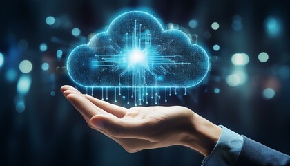 Person hand holding a virtual cloud representing how digital transformation is accelerating as businesses adopt cloud-based solutions to enhance agility and streamline operations