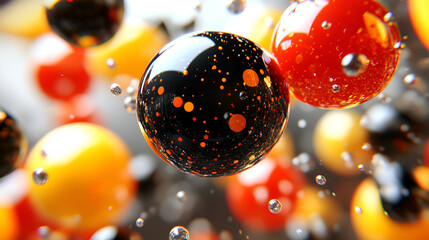 Wall Mural - colorful abstract spheres floating in a vibrant, luminous environment representing molecular structu