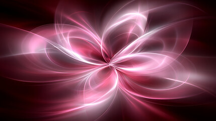 Wall Mural - abstract composition featuring luminous pink and white swirls that create a floral pattern against a
