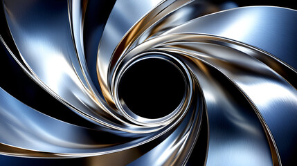 Wall Mural - swirling metallic vortex design showcasing shiny, reflective surfaces and a deep black center, creat