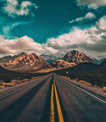 Sticker - Empty Road Through Mountain Landscape