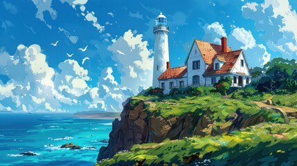 Poster - Lighthouse on the Cliff