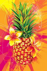 Wall Mural - Pineapple Fruit Tropical Illustration