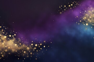 Cosmic gradient blending dark purples midnight blue and shimmering gold accents background, Ai Generated