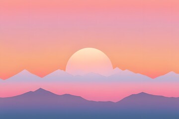 Wall Mural - Gradient inspired by sunrise over the mountains with light pink orange and blue hues, Ai Generated
