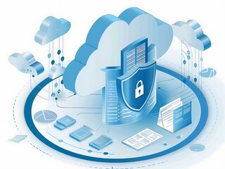 Wall Mural - Cloud computing security concept.