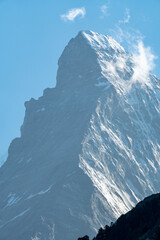 The famous Matterhorn mountain, in full view on a sunny morning in Zermatt Switzerland