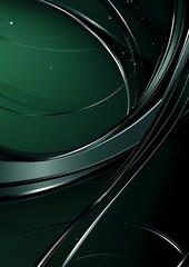 Poster - Abstract green and silver background with swirling lines.