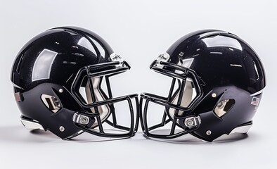 Mockup of an American football helmet, profile view, black and white