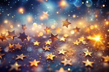Wall Mural - magical blurry stars and lights on dark blue background