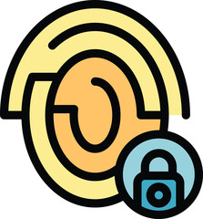 Sticker - This icon represents a fingerprint security system protecting personal data with a lock