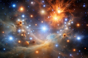 Wall Mural - Cosmic nebula with bright stars and swirling gas