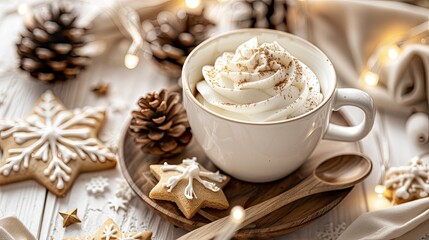 Canvas Print - A cup of hot chocolate with whipped cream 