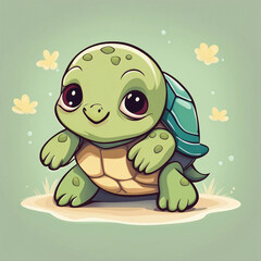 Wall Mural - cute adorable little turtle illustration