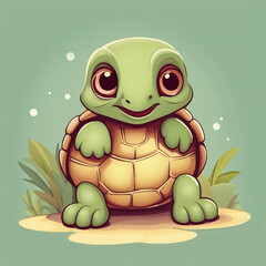 cute adorable little turtle illustration