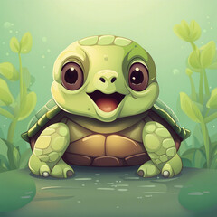 Wall Mural - cute adorable little turtle illustration