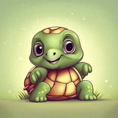 Wall Mural - cute adorable little turtle illustration