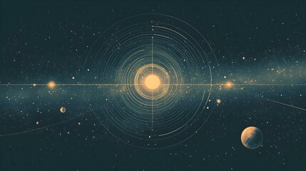 cosmic galaxy abstract background with stars planets and sun