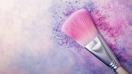 Purple paint spread smoothly with a brush on a textured surface in an art studio