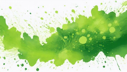 Canvas Print - Abstract green watercolor splatters on a white background.