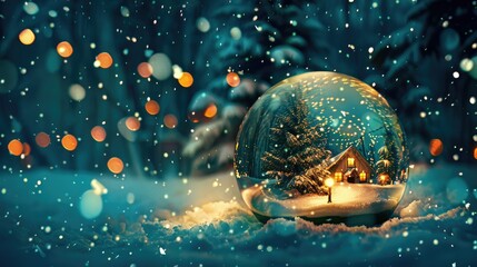 Poster - A snow globe with an enchanted forest inside