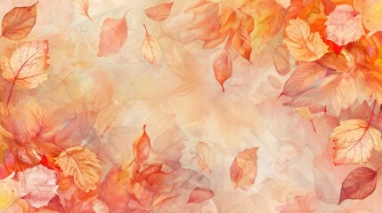 Canvas Print - Autumn Leaves Watercolor Background