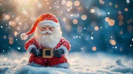 toy Santa Claus on a Christmas background 