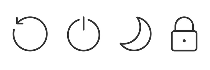 Wall Mural - set of cyberspace computer buttons. reset, off and on switch, sleep, lock vector icons in flat style