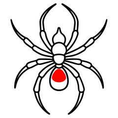 Wall Mural - Line Art Vector of a Black Widow Spider Featuring a Bold Red Hourglass Abdomen