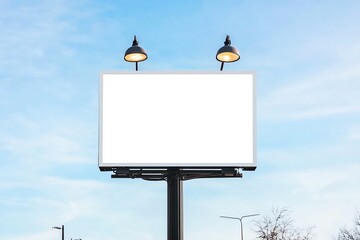 Wall Mural - blank billboard with lights against a blue sky