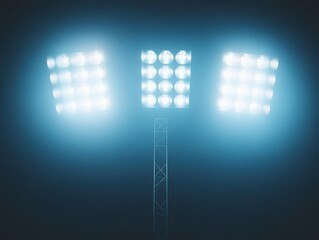 Bright Stadium Lights on a Dark Blue Background