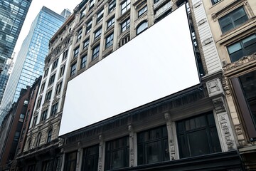 Wall Mural - large blank billboard on a building in a city