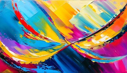 Wall Mural - Vibrant abstract art with dynamic brushstrokes and playful shapes in an explosion of color