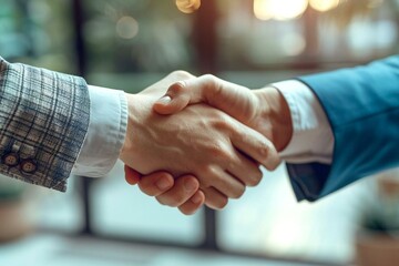 Businessperson shaking hands with partner in close-up shot