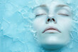© ChaoticDesignStudio - A serene moment captured as a woman floats peacefully in icy blue water expressing tranquility