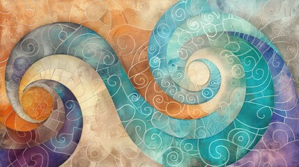 Canvas Print - Abstract Watercolor Spiral Art